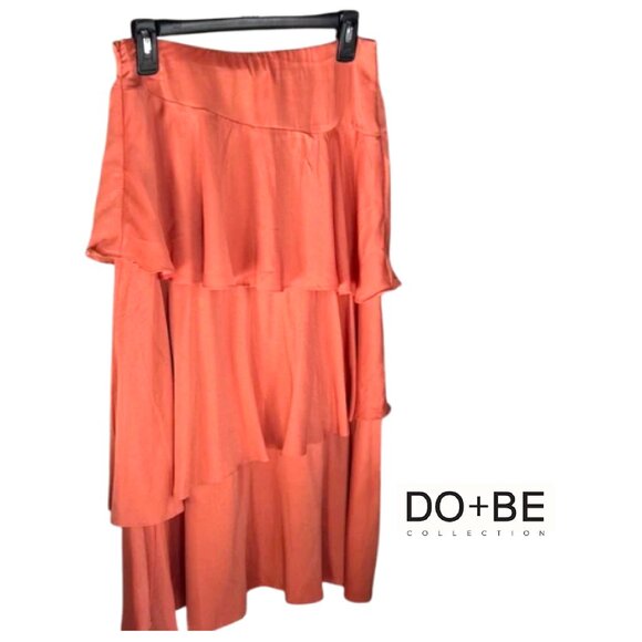 DO+BE Orange Coral Ruffle Maxi Skirt - Picture 1 of 8
